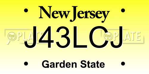 J43LCJ New Jersey License Plate