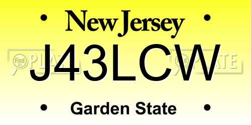 J43LCW New Jersey License Plate