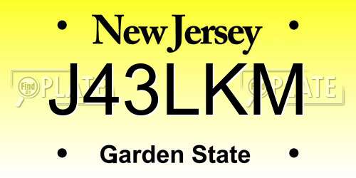 J43LKM New Jersey License Plate