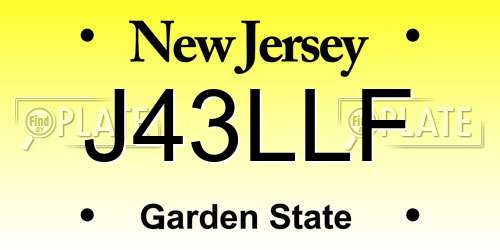 J43LLF New Jersey License Plate