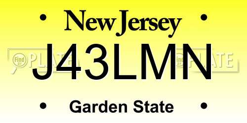 J43LMN New Jersey License Plate