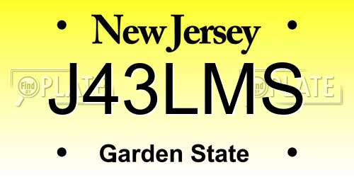 J43LMS New Jersey License Plate