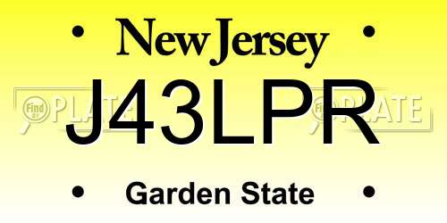 J43LPR New Jersey License Plate