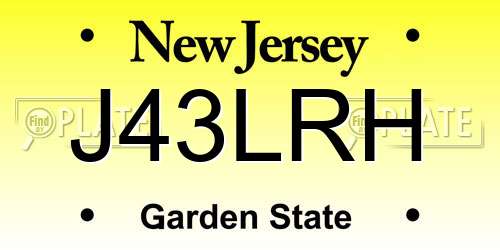J43LRH New Jersey License Plate