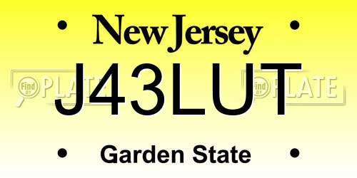 J43LUT New Jersey License Plate