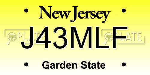 J43MLF New Jersey License Plate
