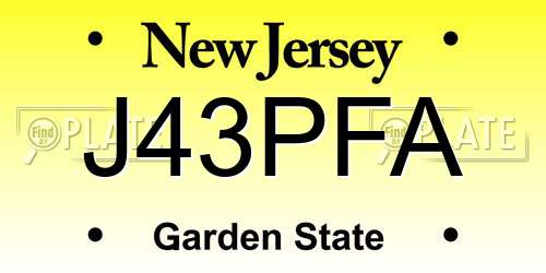 J43PFA New Jersey License Plate
