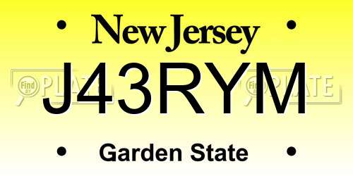 J43RYM New Jersey License Plate