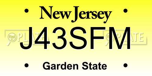 J43SFM New Jersey License Plate
