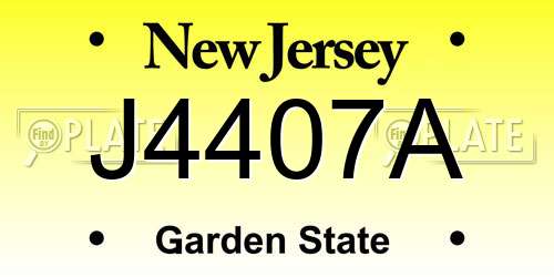 J4407A New Jersey License Plate