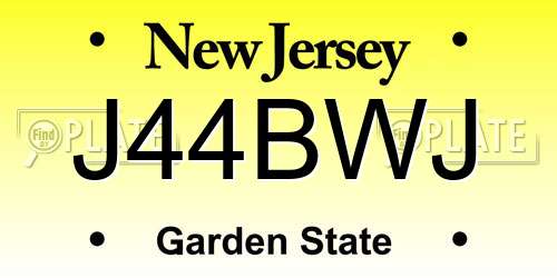 J44BWJ New Jersey License Plate