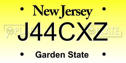 J44CXZ New Jersey License Plate
