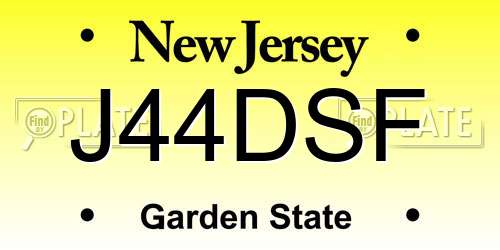 J44DSF New Jersey License Plate