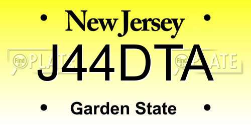 J44DTA New Jersey License Plate