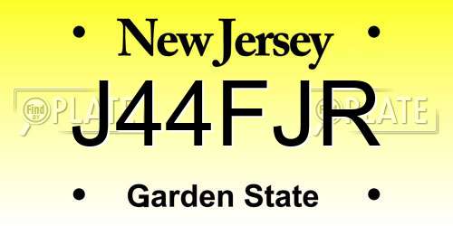 J44FJR New Jersey License Plate