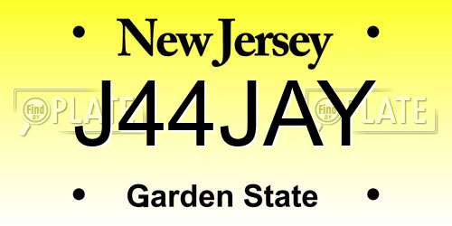 J44JAY New Jersey License Plate