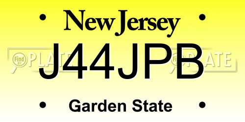 J44JPB New Jersey License Plate