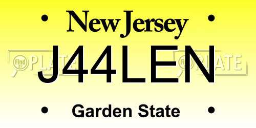 J44LEN New Jersey License Plate