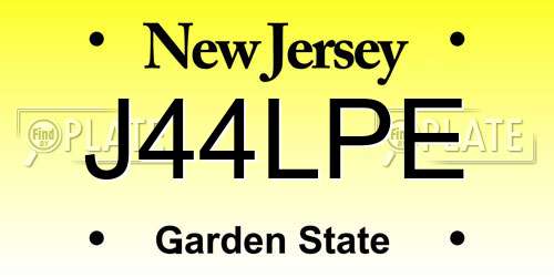 J44LPE New Jersey License Plate