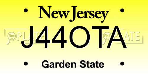 J44OTA New Jersey License Plate