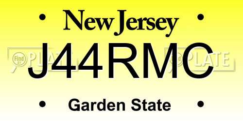 J44RMC New Jersey License Plate