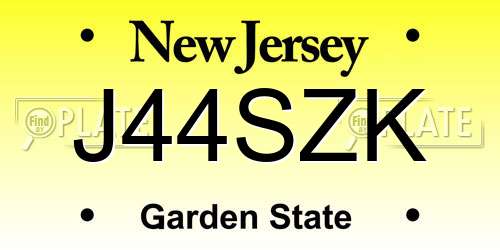 J44SZK New Jersey License Plate