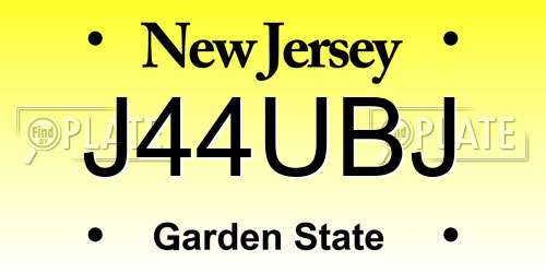 J44UBJ New Jersey License Plate