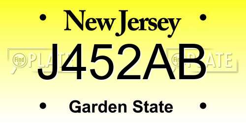 J452AB New Jersey License Plate