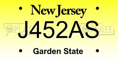 J452AS New Jersey License Plate