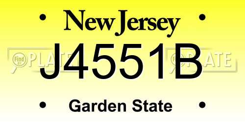 J4551B New Jersey License Plate