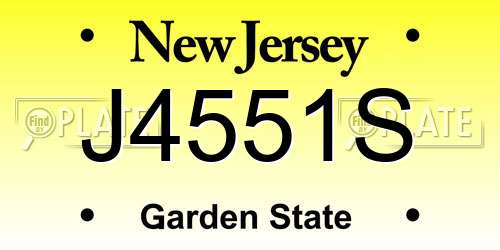 J4551S New Jersey License Plate