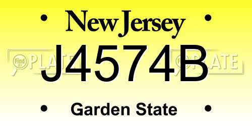 J4574B New Jersey License Plate