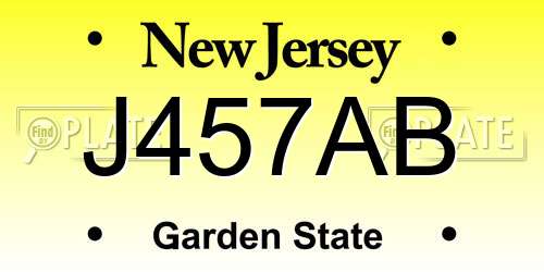 J457AB New Jersey License Plate