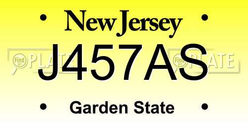 J457AS New Jersey License Plate
