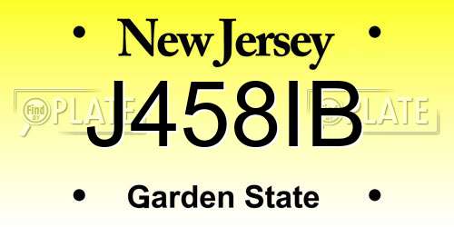 J458IB New Jersey License Plate