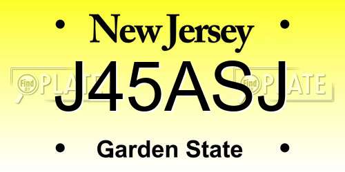 J45ASJ New Jersey License Plate