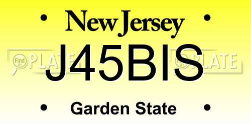 J45BIS New Jersey License Plate