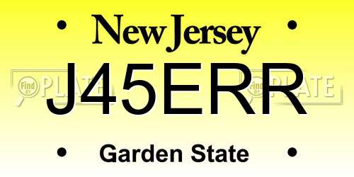 J45ERR New Jersey License Plate