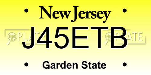 J45ETB New Jersey License Plate