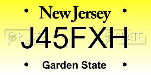 J45FXH New Jersey License Plate