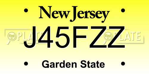 J45FZZ New Jersey License Plate