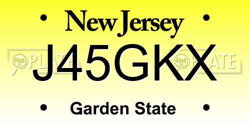 J45GKX New Jersey License Plate