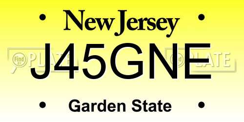 J45GNE New Jersey License Plate
