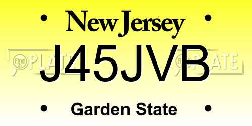J45JVB New Jersey License Plate
