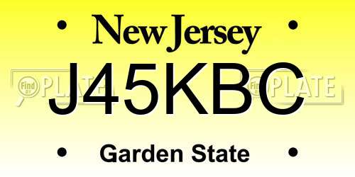 J45KBC New Jersey License Plate