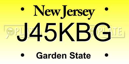 J45KBG New Jersey License Plate