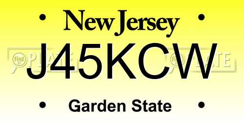 J45KCW New Jersey License Plate