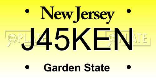 J45KEN New Jersey License Plate