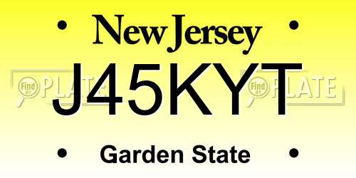J45KYT New Jersey License Plate