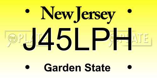 J45LPH New Jersey License Plate